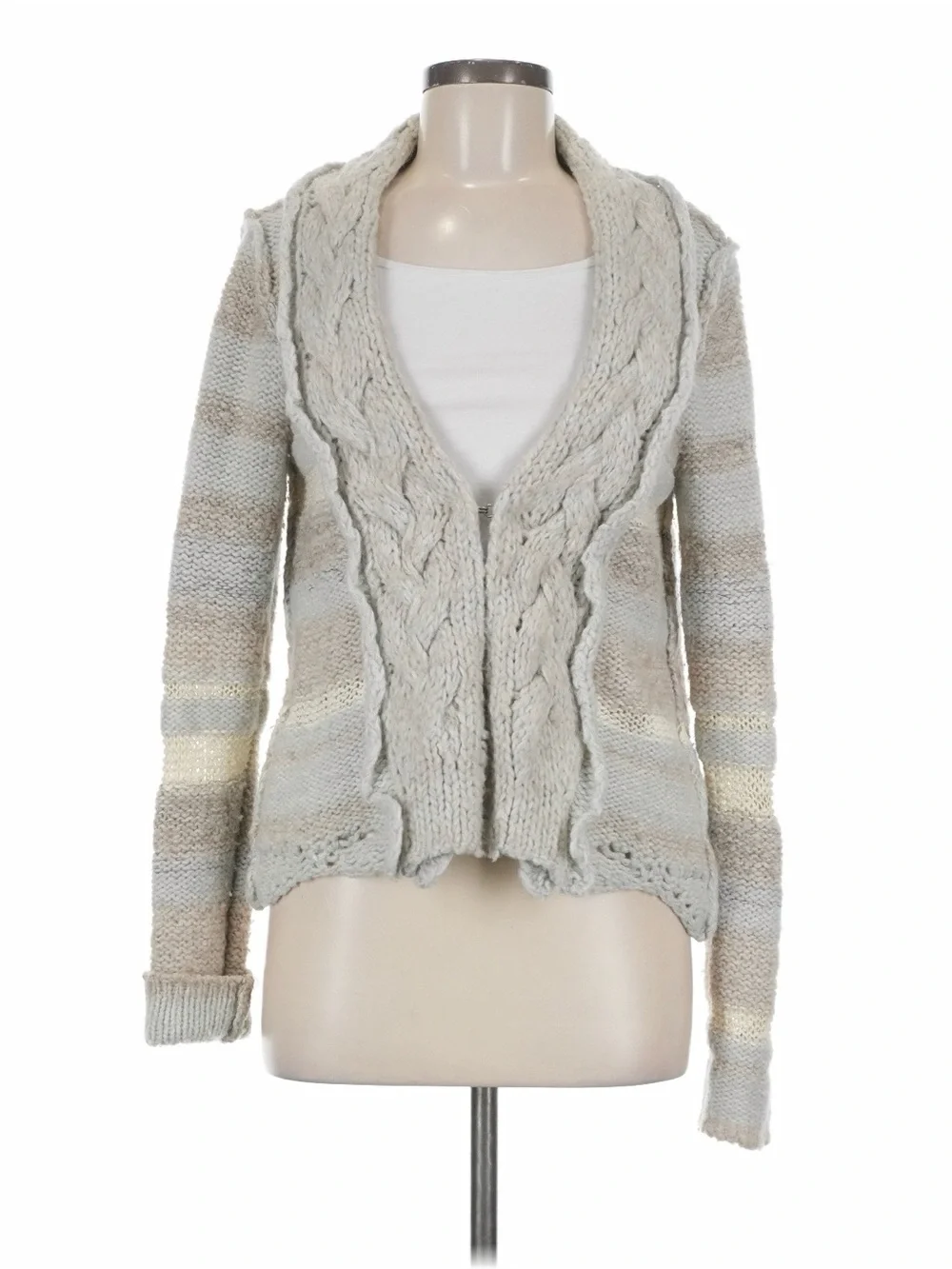 Free People Wool Alpaca Blend Chunky Cable Knit Cardigan Sweater